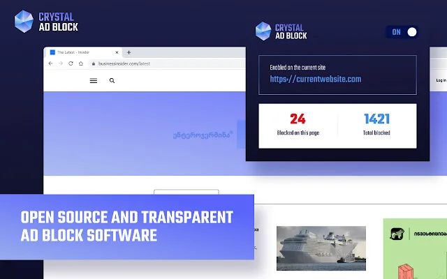 Crystal Ad Block: Navegación Rápida y Segura sin Anuncios - Screenshot 1