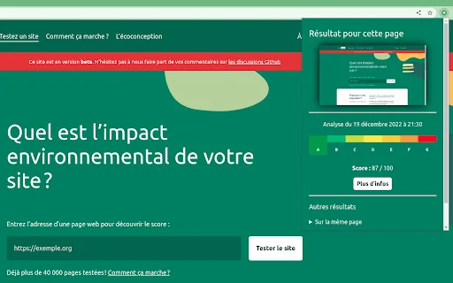 EcoIndex.fr: Analiza la Huella Ecológica Web – Descarga Gratis - Screenshot 1