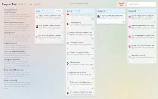 Incognito Saver: Guarda y restaura tus pestañas de incógnito - Screenshot 1