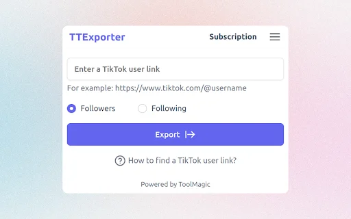 TTExporter: Exporta Seguidores de TikTok a Excel – Gratis - Screenshot 1